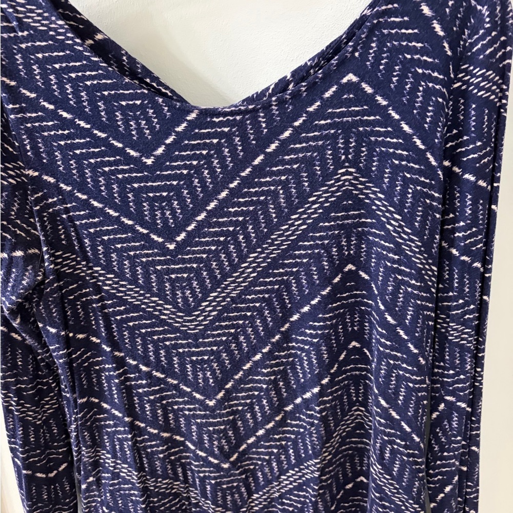 Lucky Brand Navy and White Patterned Blouse